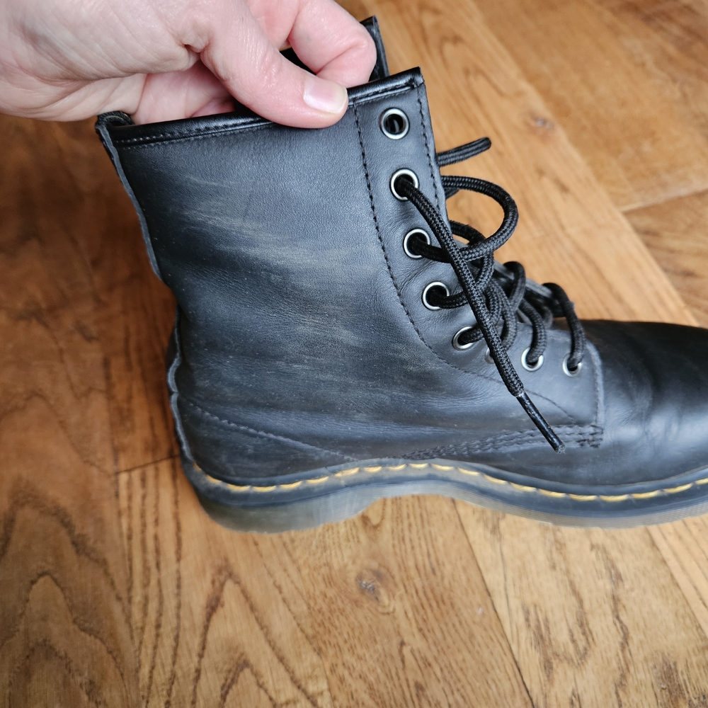 Dr. Martens Black Boots with Yellow Stitching - Picture 8 of 9